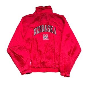 Vintage 90s Logo 7 - Nebraska Huskers Full Zip Windbreaker Jacket Red Large